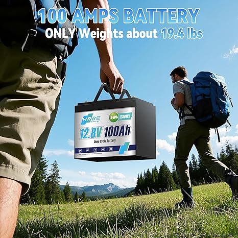 100Ah LiFePO4 Battery 12.8V Lithium Battery Built-in 100A BMS, Rechargeable Lithium Iron Phosphate Battery, 8000+ Deep Cycles 1280Wh Battery Waterproof for RV, Solar, Boat, Marine, Trolling Motor