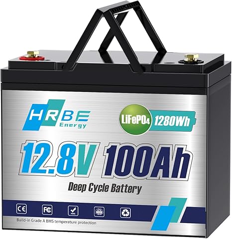 100Ah LiFePO4 Battery 12.8V Lithium Battery Built-in 100A BMS, Rechargeable Lithium Iron Phosphate Battery, 8000+ Deep Cycles 1280Wh Battery Waterproof for RV, Solar, Boat, Marine, Trolling Motor